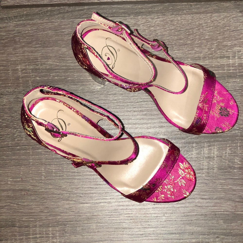 Brand New Pink Floral Heels - Picture 2 of 7